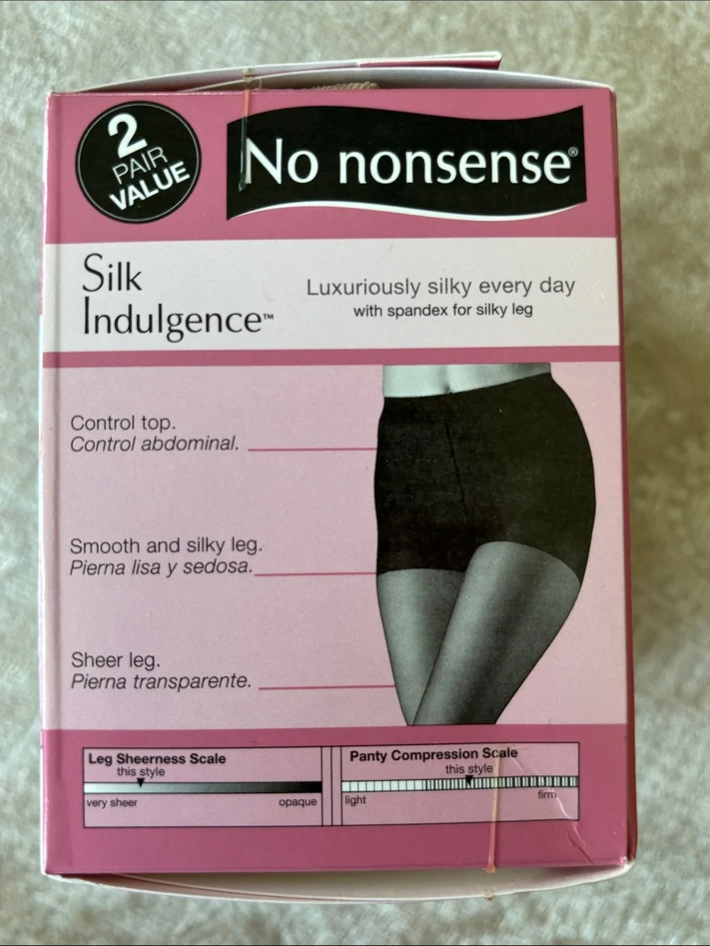 4 Pairs No Nonsense Control Top Pantyhose Beige Mist Silky Sheer Compression